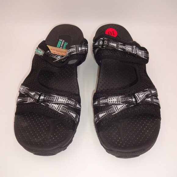 NWT New Womens Skechers Reggaes Black Sandals 10 Outdoor Lifestyle Grey White - Picture 3 of 11